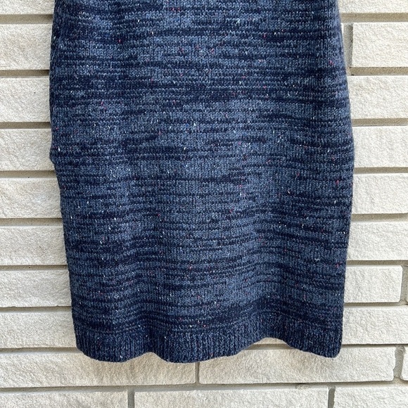 Woolrich Turtleneck Sleeveless Long Sweater Speckled Navy Blue - Picture 5 of 11